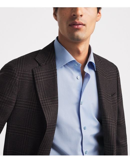 Eton of Sweden Blue Supima Cotton Check Slim Fit Shirt for men