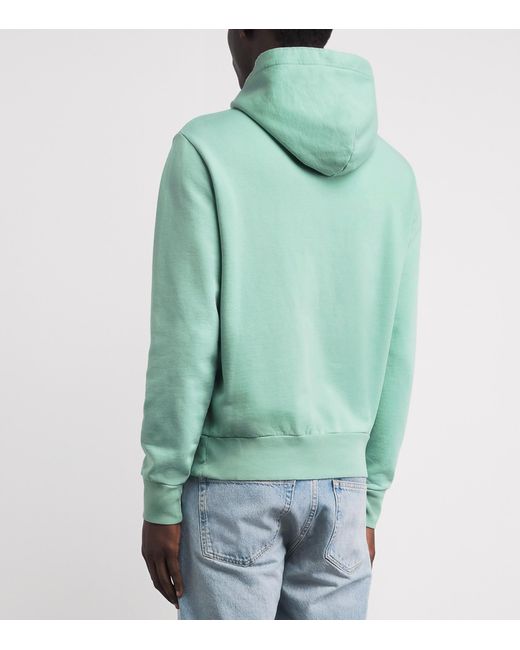 Polo Ralph Lauren Green Cotton Loopback Fleece Polo Pony Hoodie for men