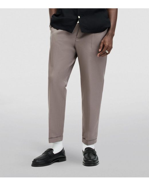 AllSaints Gray Cotton-blend Cropped Tallis Trousers for men