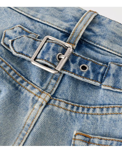 Loewe Blue Buckle-Strap Straight Jeans for men