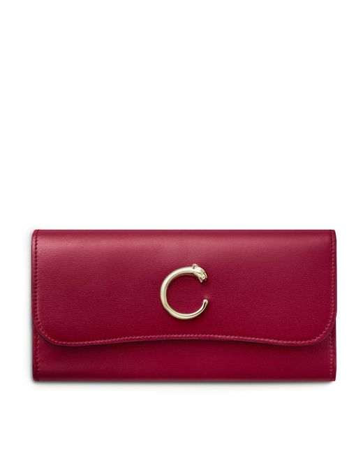 Cartier Red Calfskin Panthère De Wallet