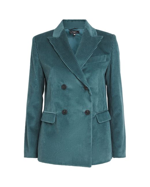Weekend by Maxmara Blue Corduroy Double-Breasted Blazer