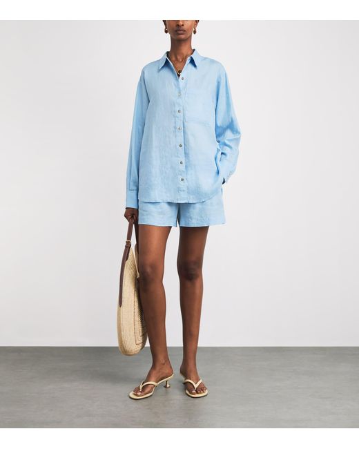 Heidi Klein Blue Linen Ponza Shirt