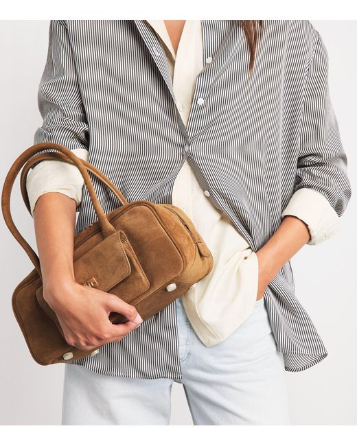 Sandro Brown Suede Ezmehralda Top-Handle Bag