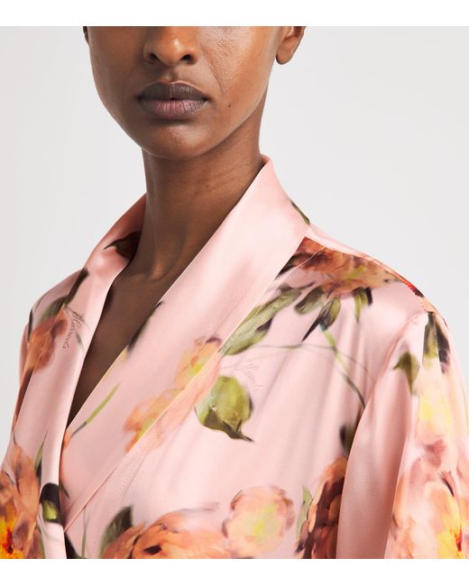 Harrods Pink Silk Midnight Rose Night Robe
