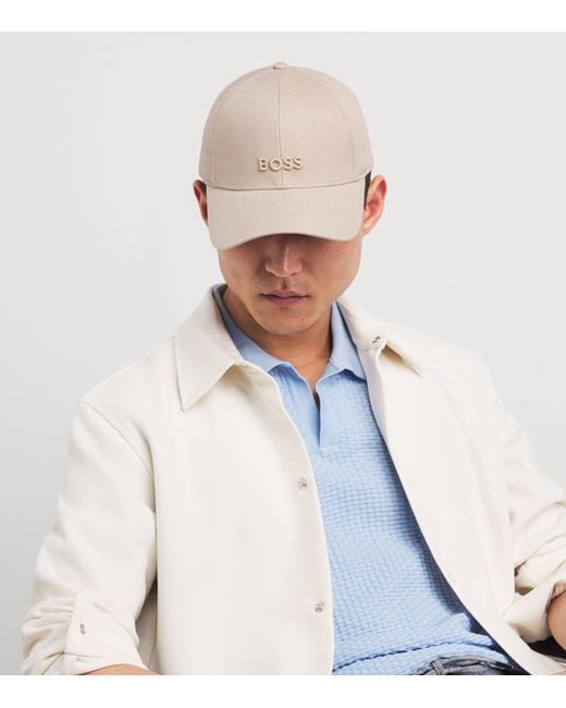 Boss Natural Linen Logo Baseball Cap for men