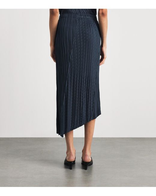 Issey Miyake Blue Unfurling Pleats Asymmetric Midi Skirt