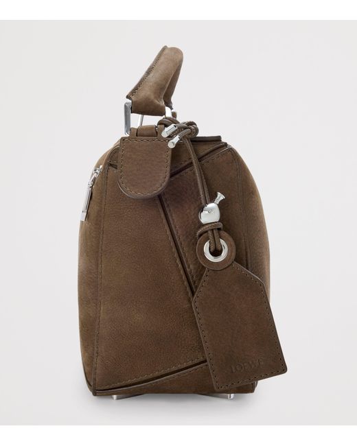 Loewe Brown Small Suede Featherlight Puzzle Top-Handle Bag