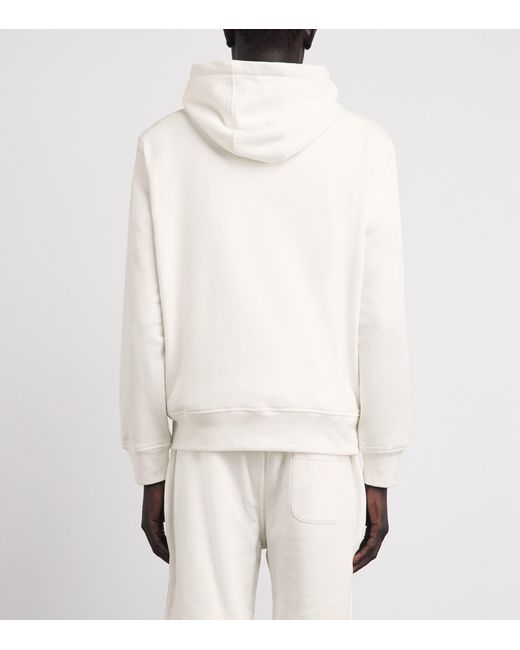 Isaia White Embossed Logo Hoodie for men