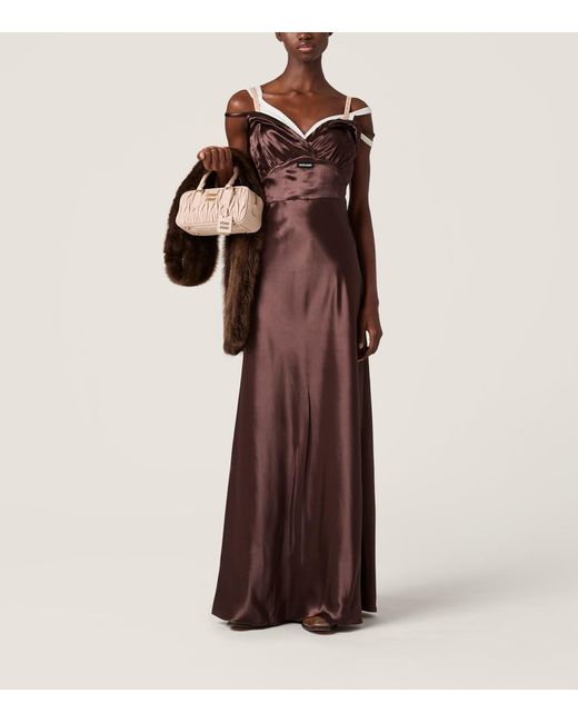 Miu Miu Purple Satin Maxi Dress