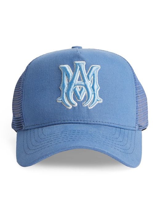 Amiri Blue Embroidered Ma Logo Trucker Cap for men
