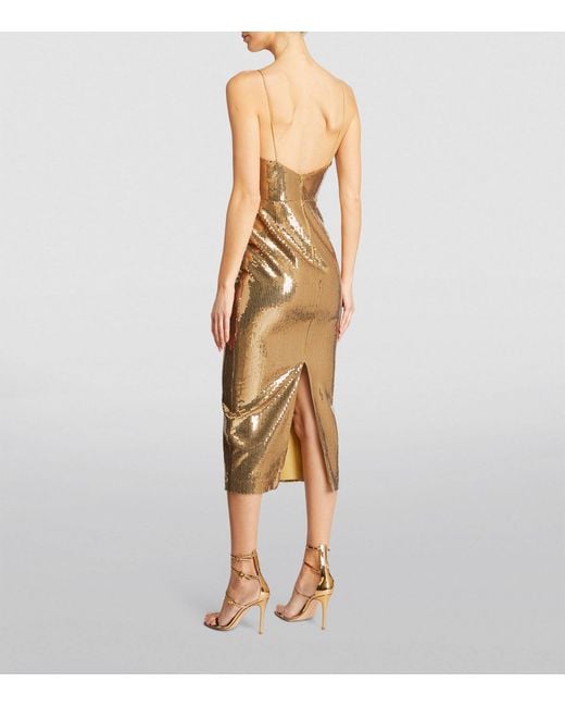 Alex Perry Metallic Sequinned Midi Dress