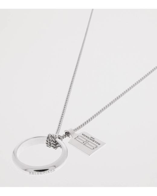 Balenciaga White Saint-Germain Ring Necklace for men