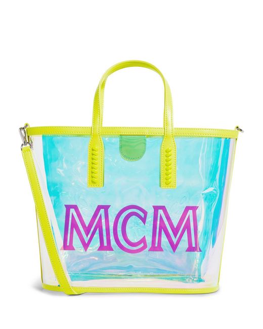 MCM Yellow Neon Luccent Logo Pvc Tote Bag