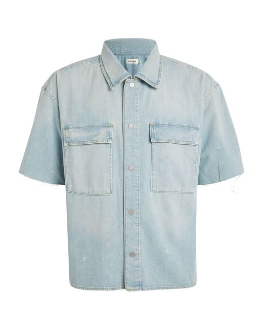 FRAME Blue Short-sleeve Denim Shirt for men