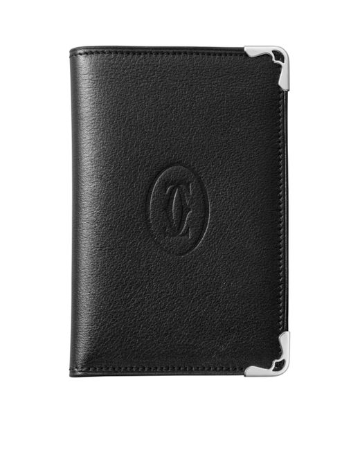 Cartier Black Leather Must De Bifold Card Holder for men