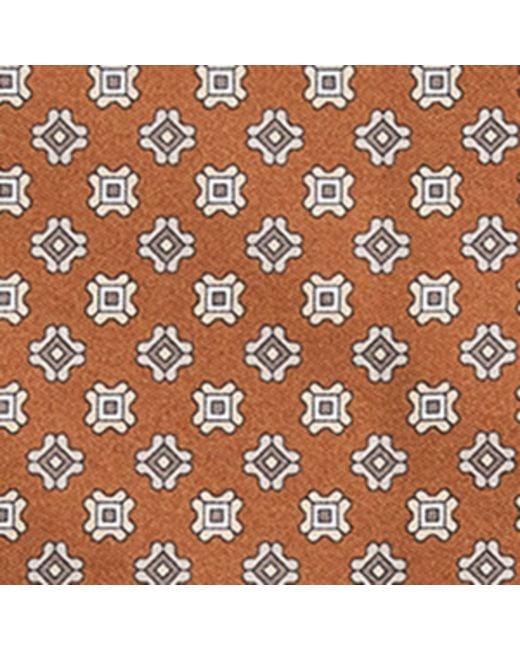 Canali Brown Silk Tile Print Pocket Square for men