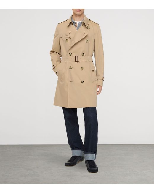 Burberry Natural Mid-Length Kensington Heritage Trench Coat for men