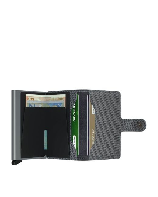 Secrid Gray Leather Carbon Miniwallet