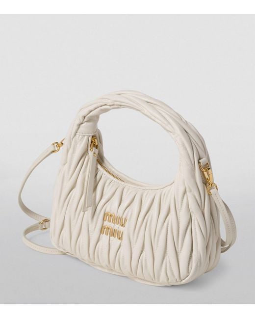 Miu Miu White Small Matelassé Leather Wander Top-Handle Bag