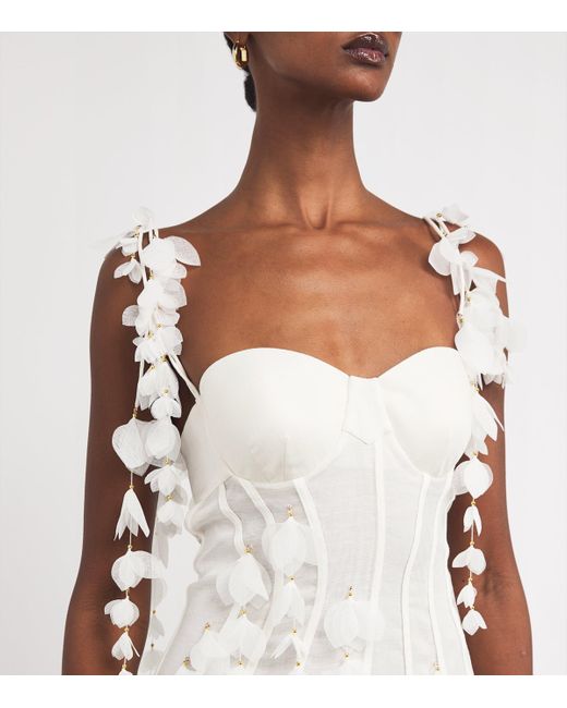 Zimmermann White Linen-Silk Petal Midi Dress