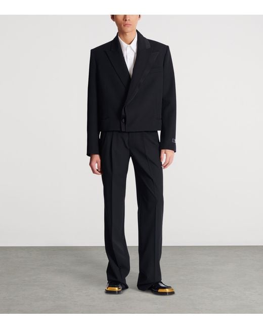 Balmain Black Cropped Wool Blazer for men