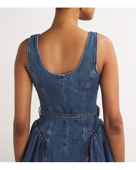 embellished flare dress self-portrait - Denim Flared Mini Dress