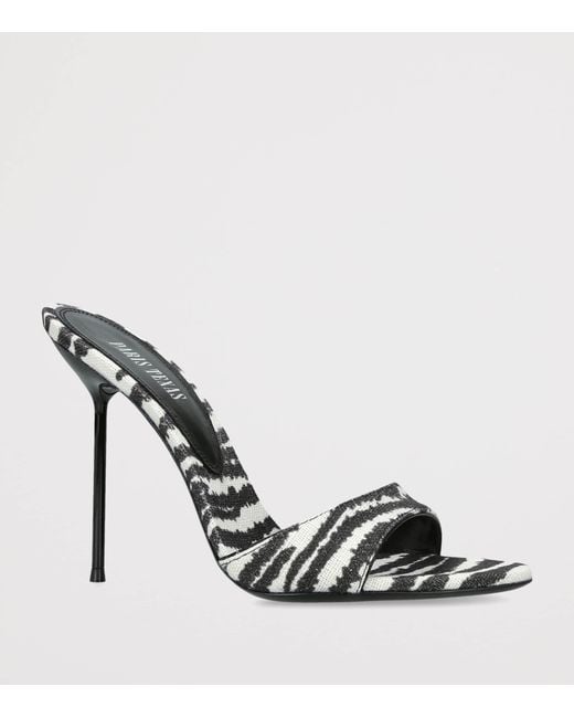 Paris Texas Metallic Canvas Zebra Lidia Mules 105