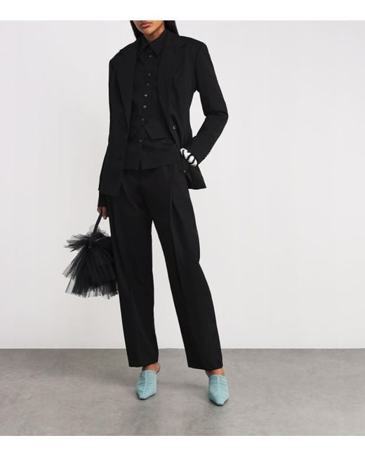 A.W.A.K.E. MODE Black Stretch-Wool Open-Back Blazer