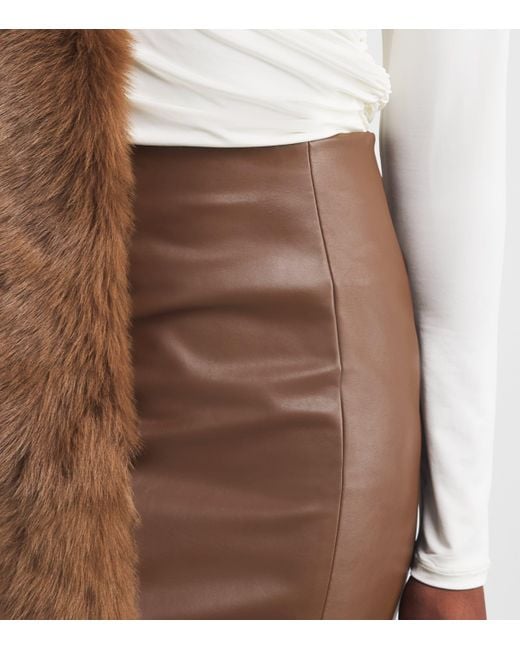 Wolford Brown Faux Leather Jenna Mini Skirt