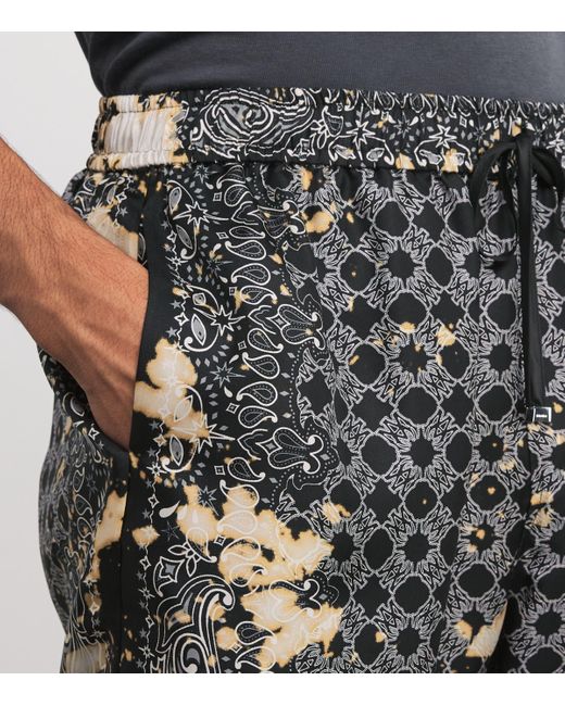 Amiri Gray Silk Bleached Bandana Print Shorts for men