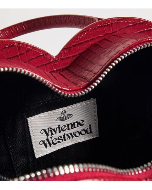 Vivienne Westwood Red Croc-Embossed Leather Josephine Heart Cross-Body Bag