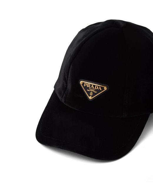 Prada Black Velvet Baseball Cap