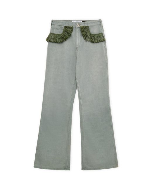 Loewe Gray X Paula's Ibiza Fringe-detail Wide-leg Jeans