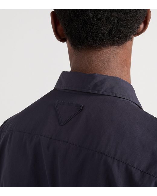 Prada Blue Cotton Bowling Shirt for men