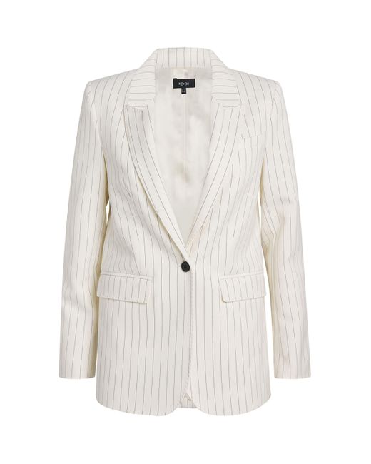ME+EM White Pinstripe Single-Breasted Blazer