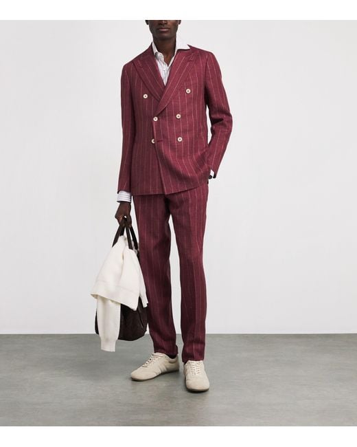 Isaia White Egyptian Cotton Stripe Shirt for men