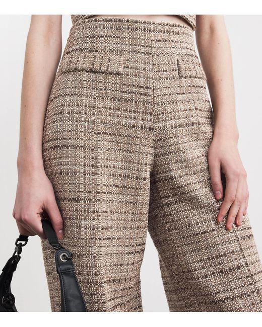 Sandro Natural Tweed Wide-Leg Trousers