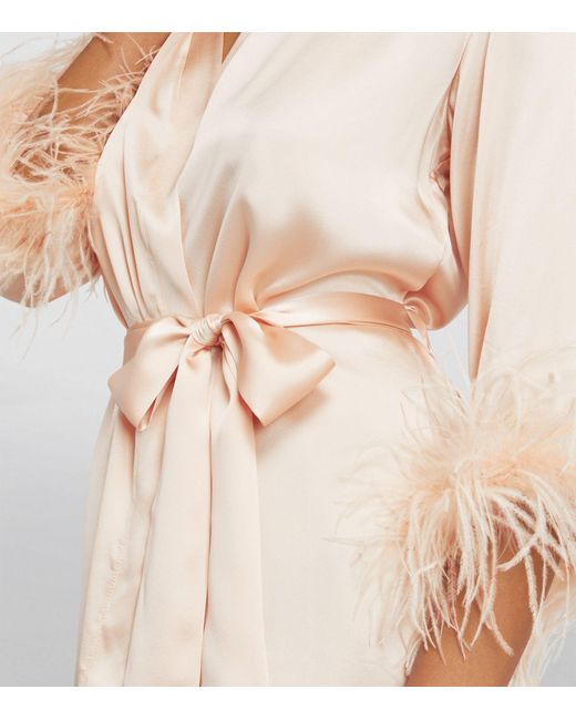 Gilda & Pearl Natural Silk Feather-trim Mia Mini Robe