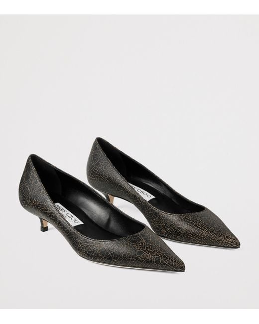 Jimmy Choo Black Amelia 35 Crackled Leather Pumps