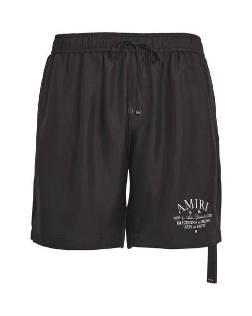 Amiri Black Silk Logo Shorts for men