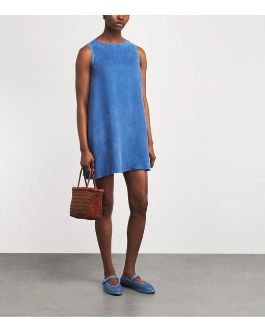 Claudie Pierlot Blue Lace-Trim Babydoll Mini Dress