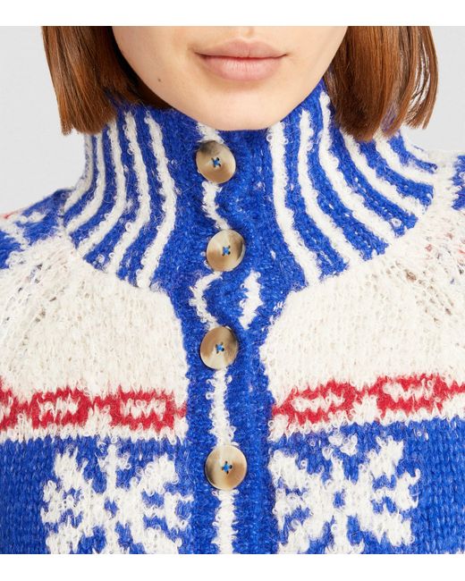 Mother Blue The Buttoned Funnel Sweater