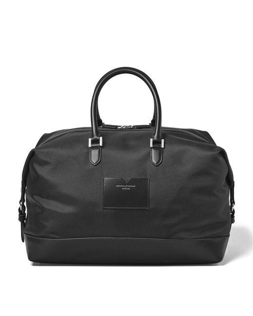 Aspinal Black Nylon Holdall for men