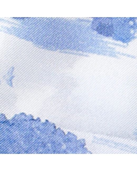 Aspinal Blue Silk Landscape Skinny Scarf
