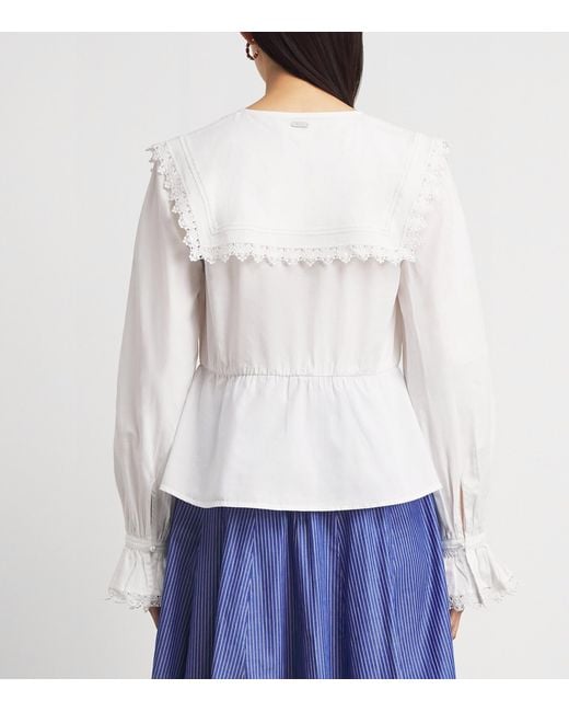 Barbour White Cotton Tisbury Blouse