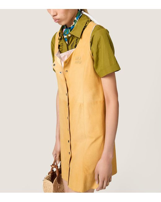 Miu Miu Yellow Suede Mini Dress