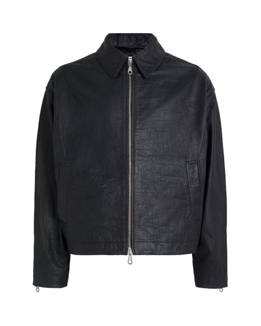 Cole Buxton Croc-Embossed Leather Jacket in Black for Men | Lyst