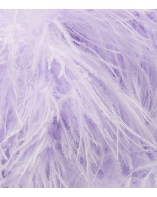 ‎Taller Marmo Purple Feather-trim Ubud Maxi Dress