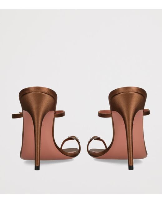 AMINA MUADDI Brown Satin Heeled Sandals 105